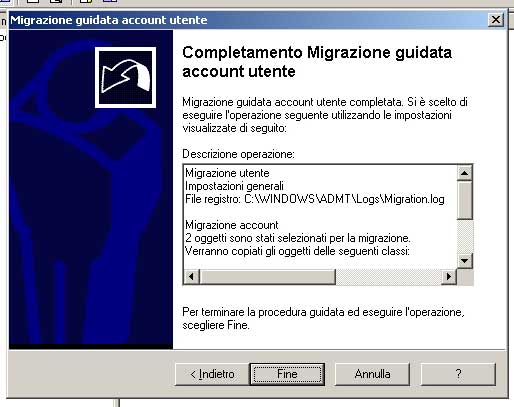 completamento procedura di migrazione