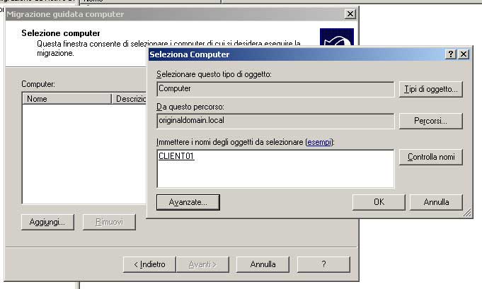 selezione account computer